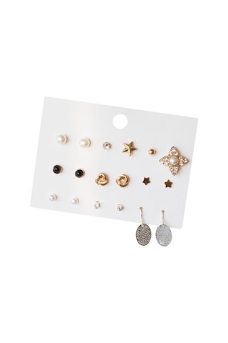 Wezone Kadınlar İçin 9 Çift Renkli Taki Alloy Mumluklı İki Mənşəli Gümüş Renkli Küçük Kolye Seti Diğer