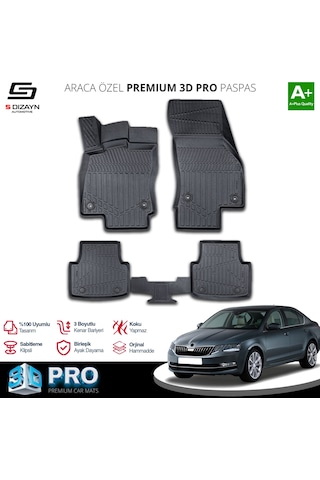 S-dizayn Skoda Octavia 3d Pro Havuzlu Paspas 2013-2020 A+ Kalite