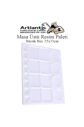 Artlantis Masa Üstü Resim Paleti 1 Adet 20 Hazneli Boya Paleti 25x33 Cm Sanatsal Boyalar İçin Büyük Palet Akrilik