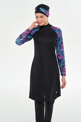 Reglan Kol Likralı Tam Kapalı Tesettür Mayo 3119 Siyah Siyah01 Siyah