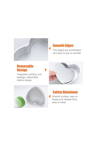 İnç Kalp Şeklinde Kek Kalıbı, Alüminyum Kalp Kek Kalıbı Gümüş