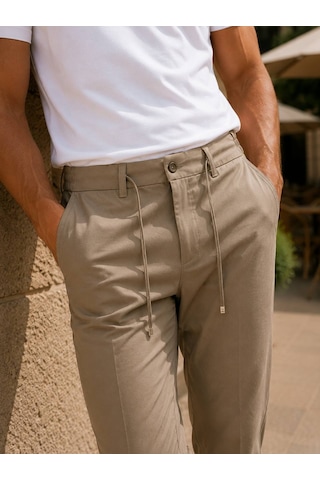 Danger Erkek Premium Poliamid Kumaş Comfort Fit Jogger Bej Pantolon - 252dngr