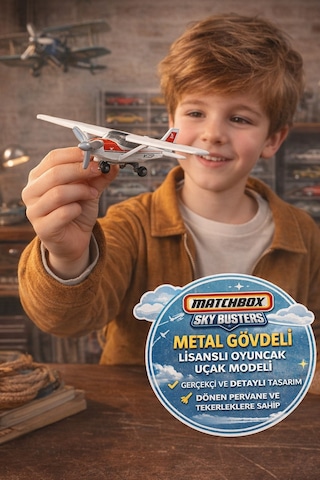 Metal Gövdeli Matchbox Sky Busters Mbx Cessna 172 Skyhawk Uçak Oyuncak Lisanslı Model Uçağı