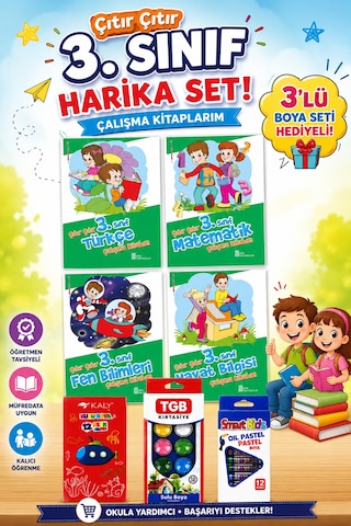 3.sınıf Çıtır Çıtır Çalışma Kitabım Seti Boya Seti Hediyeli