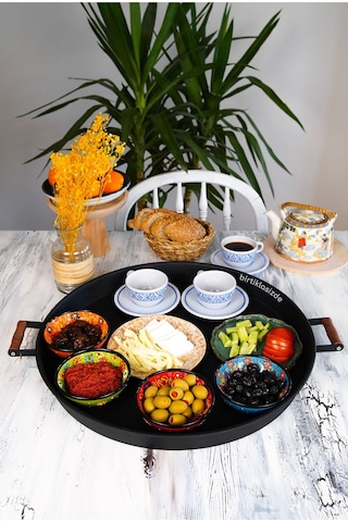 Kitchen Trend 2 Li 51 CM ve 37 CM Ahşap Kulplu Metal Yuvarla .