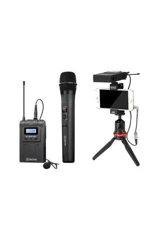 Boya BY-WM8 Pro-K4 Çift Kanallı Kablosuz Yaka ve El Mikrofon Seti
