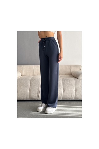 Gugus Kadın Trend Bol Paça Modal Kumaş Eşofman Altı Çift Cepli Wide Leg Füme