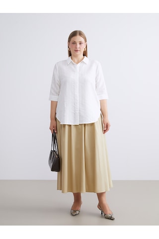 Lcwaıkıkı Classic Bej Standart Fit Poplin Pileli Etek