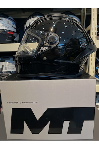 Mt Helmets Stinger 2 Pure A1 Siyah Parlak Ff126 Şeffaf Vizörlü Parlak Siyah