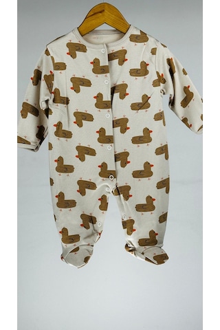 Civcivli %100 Pamuklu Çıtçıtlı Bebek Tulum 001