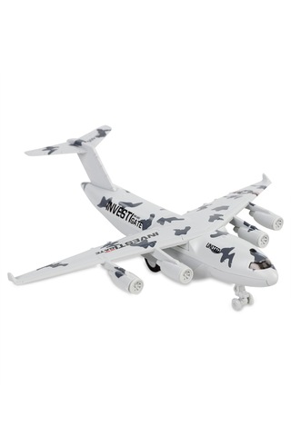 Diecast Metal Askeri Kargo Uçağı Gri Sesli Işıklı