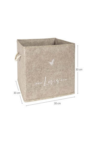 Keçe Raf Organizer, Raf Düzenleyici Saklama Kutusu, Bej, 30 X 30 X 30 Cm, 27 Litre Desenli