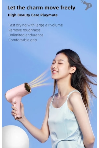 Lixiaqu01 Pink Yeni Kablosuz Saç Kurutma Makinesi Yüksek Rüzgar