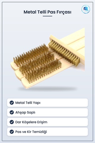 Metal Telli Ahşap Saplı Pas Kir Sökme Temizleme Fırçası Dayanıklı