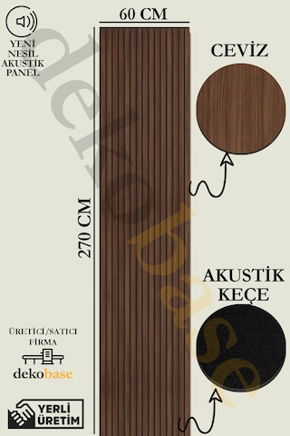 Ceviz 60x270 Yeni Nesil Akustik Ahşap Duvar Paneli