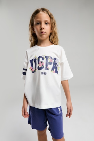 U.s. Polo Assn. 2070 %100 Pamuk Cepli Kız Çocuk Şort Pijama Takım Beyaz