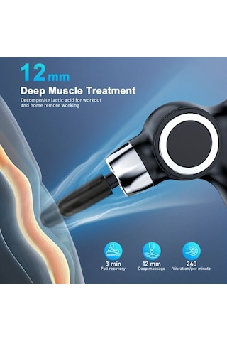 Elmpaly Siyah Akıllı Masaj Tabancası - 6 Başlıklı Usb Şarjlı Ergonomik Bel Bacak Kalça siyah