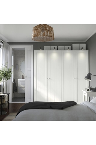 Ikea Beyaz Geniş Kapaklı Gardırop 200x60x201 Cm