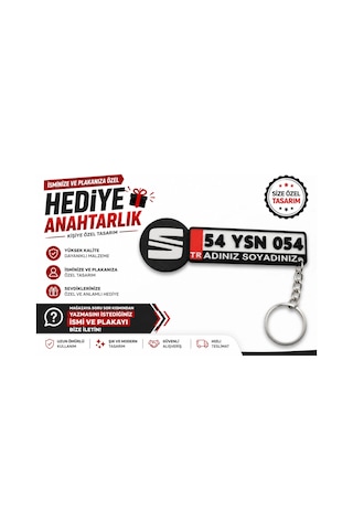 Seat Logolu Ve Plakalı Anahtarlık , Kişiye Özel - Hediyelik Seat Araç Plaka Anahtarlık - Plakalık Şe