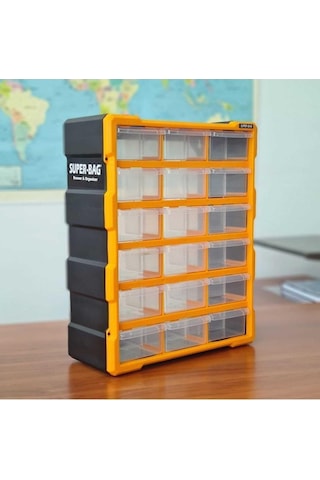 Asrın Plastik Super Bag Mono Blok Çekmeceli Organizer 18'li Büyük Boy, 381x475x157mm Diğer