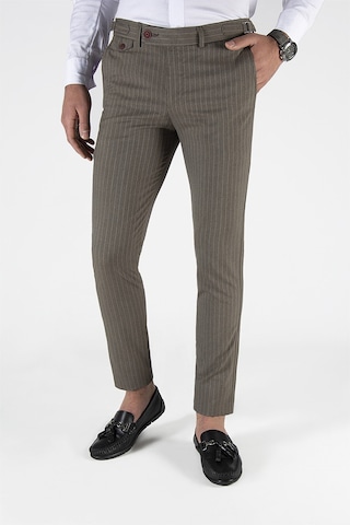 Terapi Men Erkek Slim Fit Dik Çizgili Italyan Kesim Keten Pantolon 21k-2200420-1 Kahverengi Kahverengi