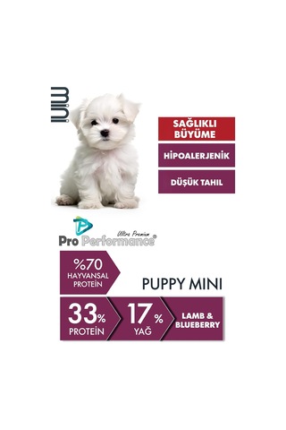 Ultra Premium Hipoalerjenik Kuzu Etli Ve Yaban Mersinli Küçük Irk Yavru Köpek Maması 7 Kg