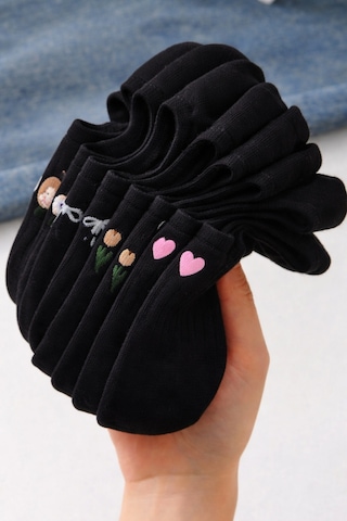 Hitit Socks Kadın 5 Çift Premium Kalite Fiyonk Çiçek Ve Kalp ... Çok Renkli