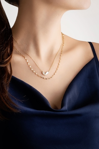 Lucky 18 Ayar Sarı Altın Kaplama 50 Cm Gümüş İkili Kolye