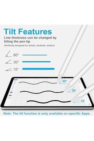 Apple Uyumlu iPad Için Avuç İçi Reddetmeli Dokunmatik Kalem Capacitive Active Stylus 3 Adet Yedek Uç