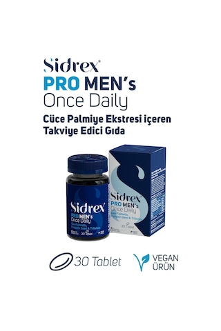 Sidrex Pro Men's Once Daily Cüce Palmiye Ekstresi İçeren Takviye Edici Gıda 30 Tablet