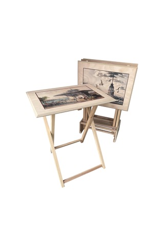 Simitçi Resimli 4'lü Çanta Sehpa Ham&boyasız&cilasız