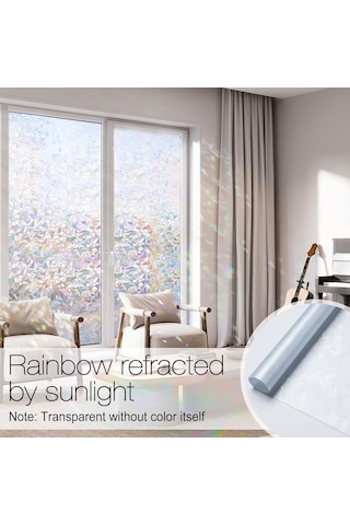 Rabbitgoo Pencere Paravanı, Gökkuşağı Pencere Çıkartması, 3d Dekoratif Pencere Vinil, Vitray Pencere Çıkartmas