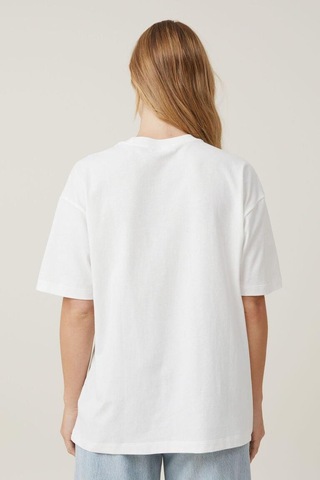 Seeh Beyaz Kısa Kollu Oversize Basic Kadın T-shirt Sh281