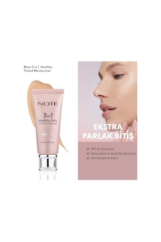 Note Cosmetics 3 İn 1 Healthy Skin Tinted Moisturizer Renk Ton Eşitleyici 50 Spf Aydınlatıcı Krem