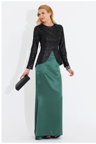 Nidya Moda Büyük Beden Peplum Payet Çeket-5010S Çok Renkli
