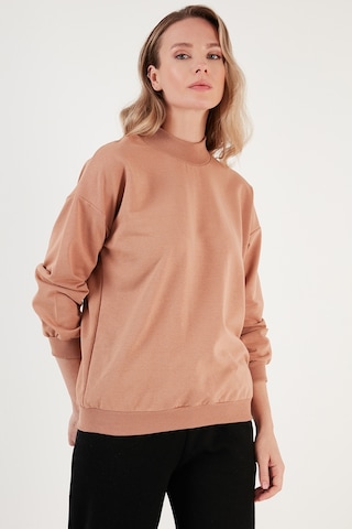 Lela Pamuklu Dik Yaka Basic Örme Bayan Sweat 5863323 Bisküvi