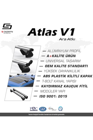 Drstuning S-dizayn Vw Passat B7 Alltrack S-bar Atlas V1 Ara Atkı Tavan Taşıyıcı Barı Gri 130 Cm 2010-2014 A+ Kalite