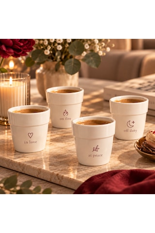 Espresso Mood 4'lü Porselen Espresso Bardak Seti Krem