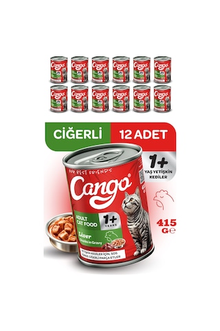 Cango Yetişkin Yaş Kedi Maması Ciğerli 415gr 12li