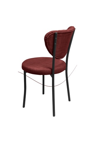 Nemeron Elit Mutfak Sandalyesi Keten Kumaş Metal Sandalye Silinebilir Kafe Salon Sandalyesi - Kırmızı Kırmızı