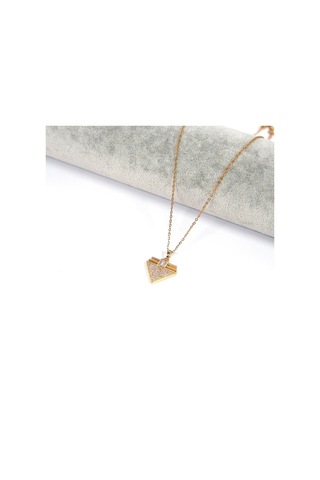 Çelik Kolye, Altın Kaplama Üçgen Kadın Kolye K-126 Altın