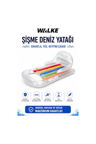 Walke Comfort Lounge Şişme Deniz Yatağı Sırt Destekli Pvc Havuz Ve Deniz Şezlongu 13101 Gri