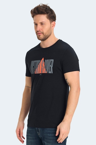 Slazenger Ravid In Erkek Baskılı Siyah Tişört