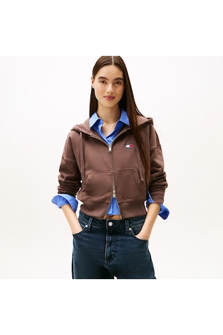 Tommy Hilfiger Bxy Crop Zip Kadın Kahverengi Sweatshirt Dw0dw21976 Kahverengi