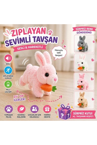 Pilli Zıplayan Tavşan Oyuncak Sevimli Peluş Hareketli Tavşan Diğer