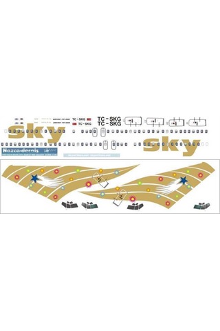 Nazca Decals Sky010 1/144 Ölçek, Sky B737-400 Gold With Laser Printed