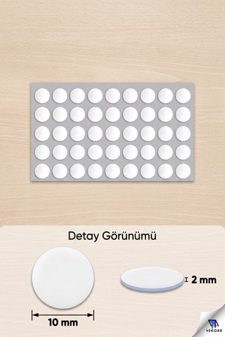 Kendinden Yapışkanlı Şok Darbe Emici Ses Stoperi 10 Mm Beyaz 50'li Paket Dolap Çekmece Tamponu