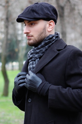 Eleven Markets Kışlık 8 Parca Kaşmir Düz Renk Siyah Peaky Blinders Model Erkek Kasket London Şapka Siyah