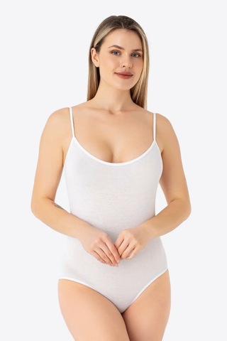 Grey Cat Özel Üretim Kadın Beyaz İp Askılı Çıtçıtlı Atlet Body Zıbın 2'li Düz Desen İç Giyim Basic Model