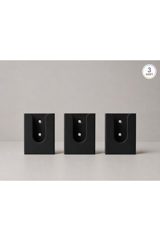Duvar Tipi Tv Klima Kumanda Askısı. Yapışkanlı Kumanda Tutucu -3 Adet- Duvara Monte, Kumanda Organizeri. 6x3 Cm Siyah